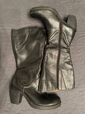 boc Black Leather Heeled Boots
